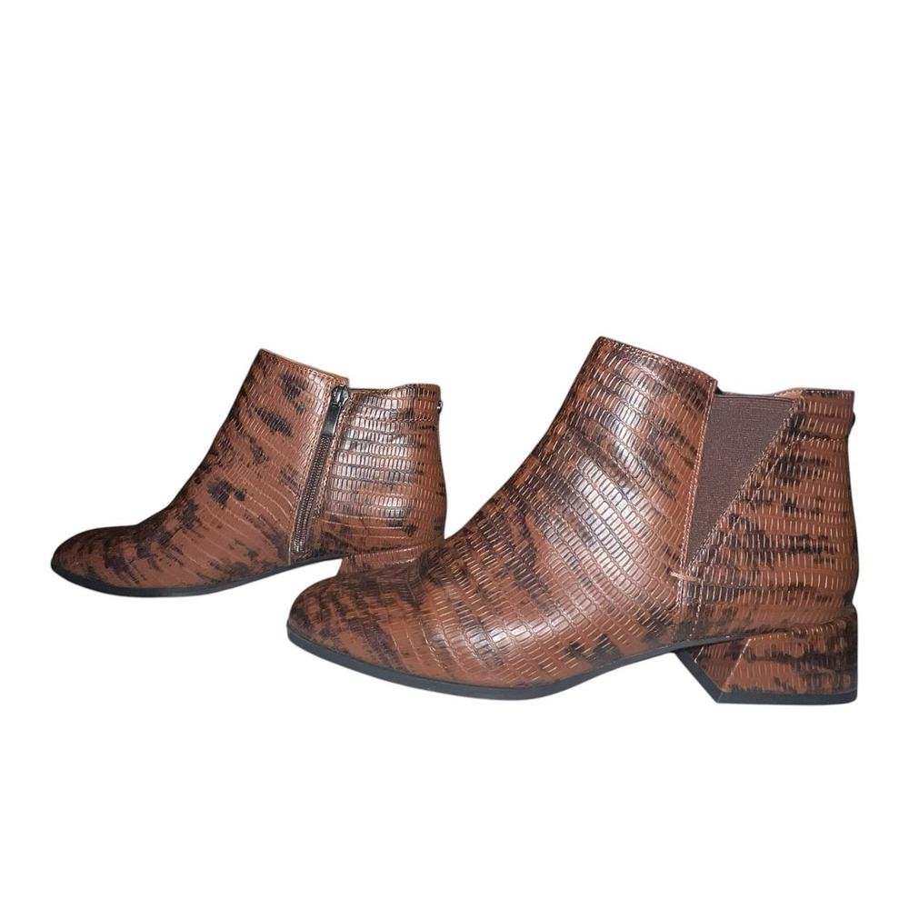 Franco Sarto Nico Brown Faux Leather‎ Snake Skin Ankle Bootie Women's Size 8